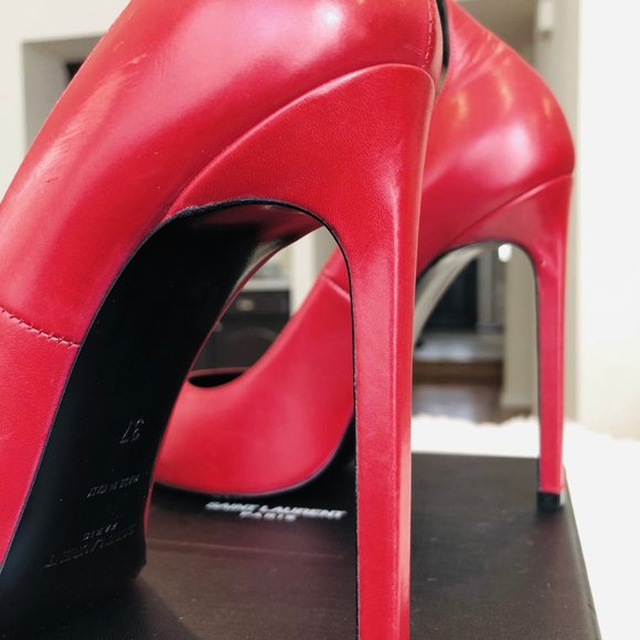 YSL Saint Laurent Leather Pumps Dark Red | Size 37 - Picture 5 of 9